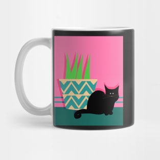 Cute cat and potted plant Mug